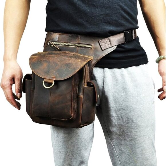 Leather Messenger Fanny Belt Waist Bag